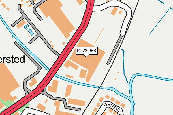 PO22 9FB map - OS OpenMap – Local (Ordnance Survey) PO22 9FB map - OS OpenMap – Local (Ordnance Survey)