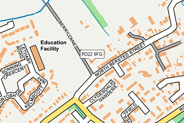 PO22 9FG map - OS OpenMap – Local (Ordnance Survey) PO22 9FG map - OS OpenMap – Local (Ordnance Survey)