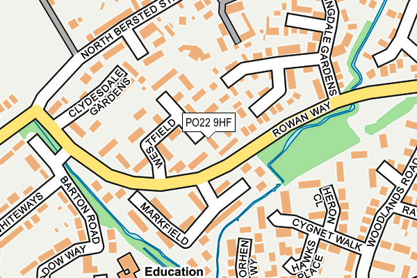 PO22 9HF map - OS OpenMap – Local (Ordnance Survey) PO22 9HF map - OS OpenMap – Local (Ordnance Survey)