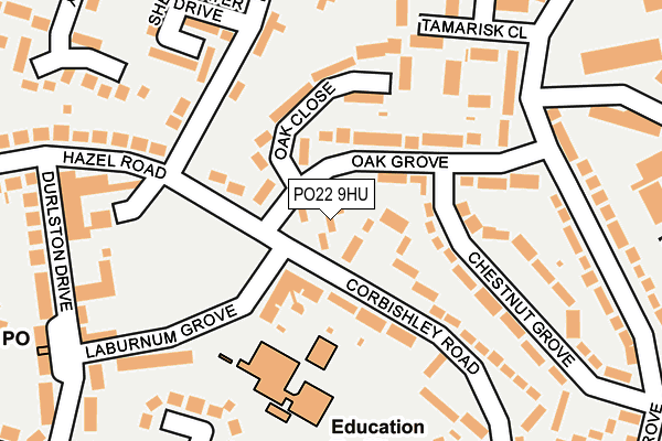 PO22 9HU map - OS OpenMap – Local (Ordnance Survey) PO22 9HU map - OS OpenMap – Local (Ordnance Survey)