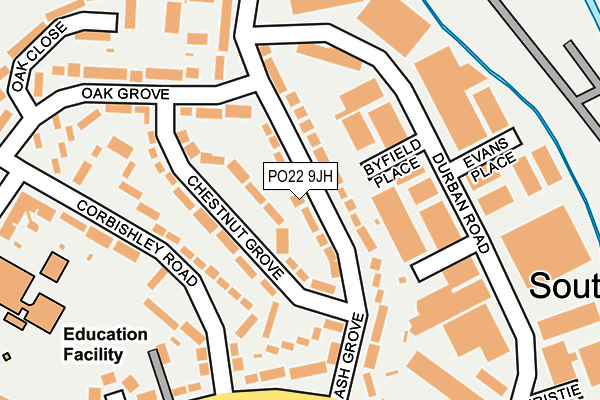 PO22 9JH map - OS OpenMap – Local (Ordnance Survey) PO22 9JH map - OS OpenMap – Local (Ordnance Survey)