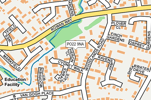 PO22 9NA map - OS OpenMap – Local (Ordnance Survey) PO22 9NA map - OS OpenMap – Local (Ordnance Survey)