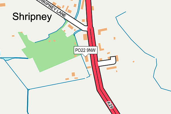 PO22 9NW map - OS OpenMap – Local (Ordnance Survey) PO22 9NW map - OS OpenMap – Local (Ordnance Survey)
