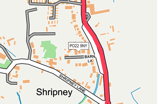 PO22 9NY map - OS OpenMap – Local (Ordnance Survey) PO22 9NY map - OS OpenMap – Local (Ordnance Survey)