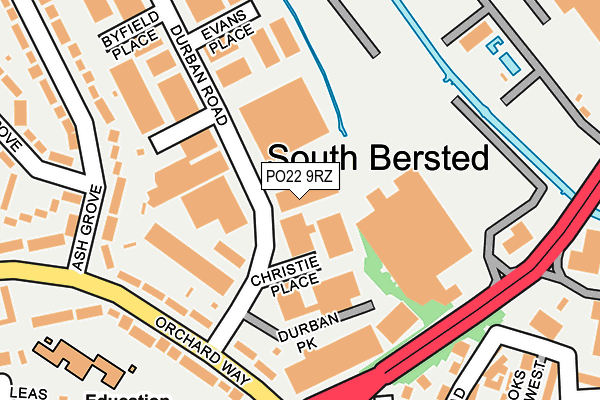 PO22 9RZ map - OS OpenMap – Local (Ordnance Survey) PO22 9RZ map - OS OpenMap – Local (Ordnance Survey)