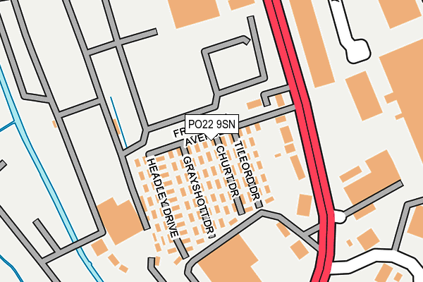 PO22 9SN map - OS OpenMap – Local (Ordnance Survey) PO22 9SN map - OS OpenMap – Local (Ordnance Survey)