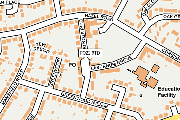 PO22 9TD map - OS OpenMap – Local (Ordnance Survey) PO22 9TD map - OS OpenMap – Local (Ordnance Survey)
