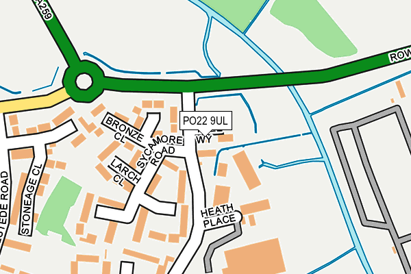 PO22 9UL map - OS OpenMap – Local (Ordnance Survey) PO22 9UL map - OS OpenMap – Local (Ordnance Survey)