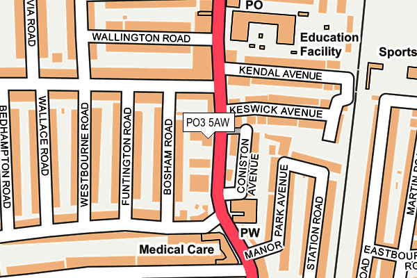 PO3 5AW map - OS OpenMap – Local (Ordnance Survey) PO3 5AW map - OS OpenMap – Local (Ordnance Survey)