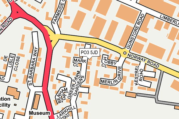 PO3 5JD map - OS OpenMap – Local (Ordnance Survey)