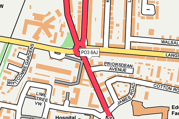 PO3 6AJ map - OS OpenMap – Local (Ordnance Survey) PO3 6AJ map - OS OpenMap – Local (Ordnance Survey)