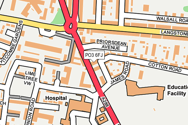 PO3 6FJ map - OS OpenMap – Local (Ordnance Survey) PO3 6FJ map - OS OpenMap – Local (Ordnance Survey)