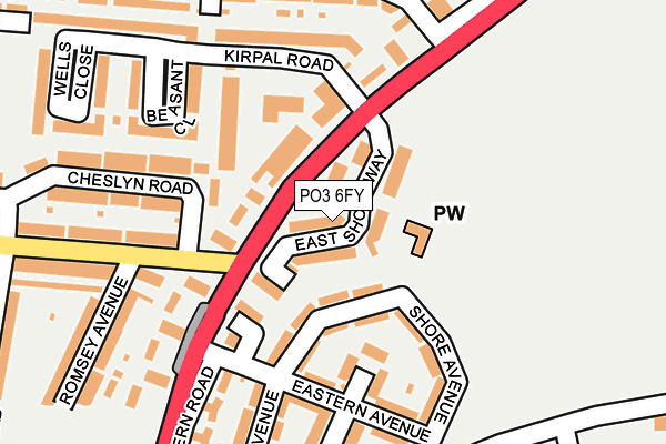 PO3 6FY map - OS OpenMap – Local (Ordnance Survey) PO3 6FY map - OS OpenMap – Local (Ordnance Survey)