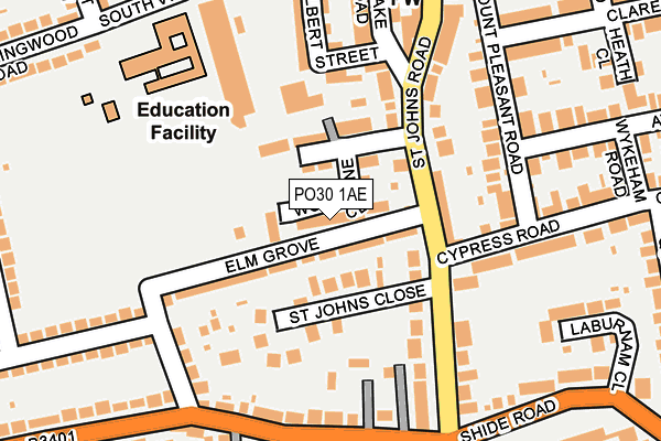 PO30 1AE map - OS OpenMap – Local (Ordnance Survey) PO30 1AE map - OS OpenMap – Local (Ordnance Survey)