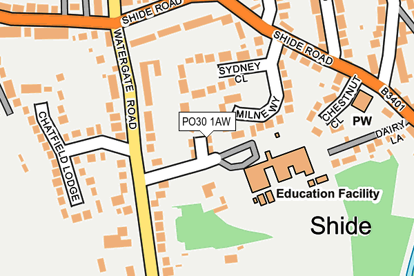 PO30 1AW map - OS OpenMap – Local (Ordnance Survey) PO30 1AW map - OS OpenMap – Local (Ordnance Survey)