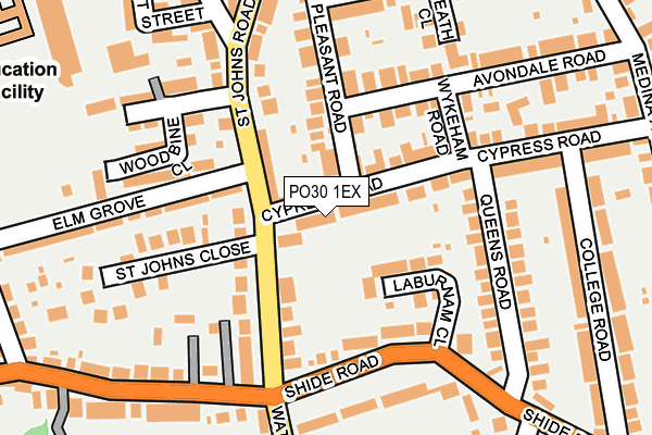 PO30 1EX map - OS OpenMap – Local (Ordnance Survey) PO30 1EX map - OS OpenMap – Local (Ordnance Survey)