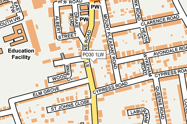 PO30 1LW map - OS OpenMap – Local (Ordnance Survey) PO30 1LW map - OS OpenMap – Local (Ordnance Survey)
