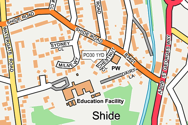 PO30 1YD map - OS OpenMap – Local (Ordnance Survey)