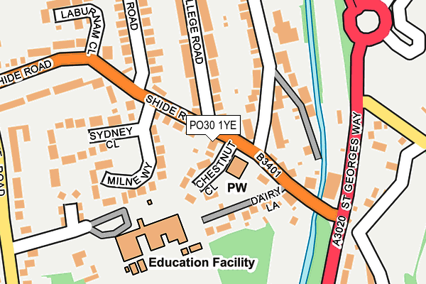PO30 1YE map - OS OpenMap – Local (Ordnance Survey) PO30 1YE map - OS OpenMap – Local (Ordnance Survey)