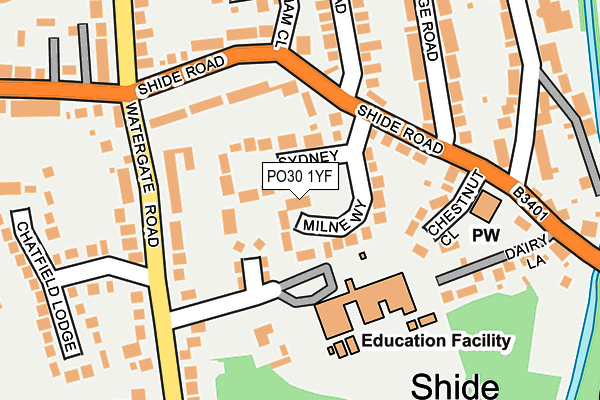 PO30 1YF map - OS OpenMap – Local (Ordnance Survey) PO30 1YF map - OS OpenMap – Local (Ordnance Survey)