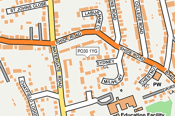 PO30 1YG map - OS OpenMap – Local (Ordnance Survey) PO30 1YG map - OS OpenMap – Local (Ordnance Survey)