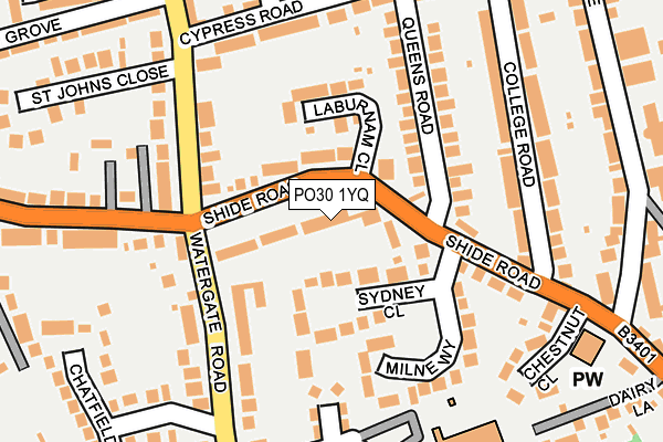 PO30 1YQ map - OS OpenMap – Local (Ordnance Survey) PO30 1YQ map - OS OpenMap – Local (Ordnance Survey)