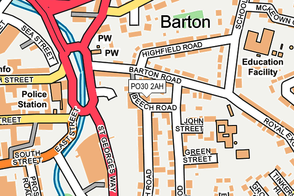 PO30 2AH map - OS OpenMap – Local (Ordnance Survey) PO30 2AH map - OS OpenMap – Local (Ordnance Survey)