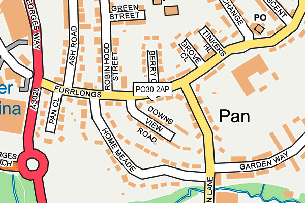 PO30 2AP map - OS OpenMap – Local (Ordnance Survey) PO30 2AP map - OS OpenMap – Local (Ordnance Survey)