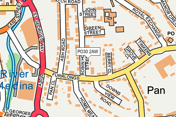 PO30 2AW map - OS OpenMap – Local (Ordnance Survey) PO30 2AW map - OS OpenMap – Local (Ordnance Survey)