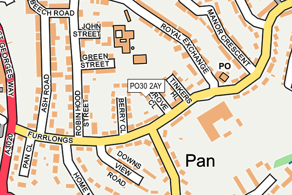 PO30 2AY map - OS OpenMap – Local (Ordnance Survey) PO30 2AY map - OS OpenMap – Local (Ordnance Survey)