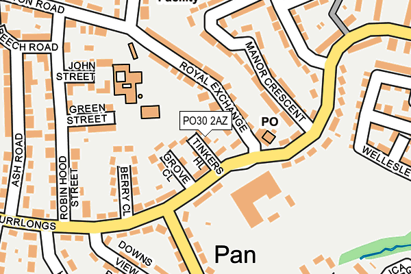 PO30 2AZ map - OS OpenMap – Local (Ordnance Survey) PO30 2AZ map - OS OpenMap – Local (Ordnance Survey)