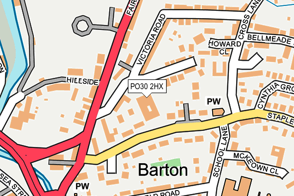 PO30 2HX map - OS OpenMap – Local (Ordnance Survey) PO30 2HX map - OS OpenMap – Local (Ordnance Survey)
