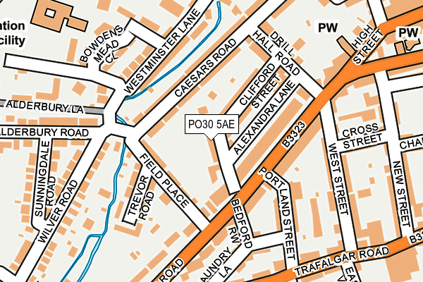 PO30 5AE map - OS OpenMap – Local (Ordnance Survey) PO30 5AE map - OS OpenMap – Local (Ordnance Survey)
