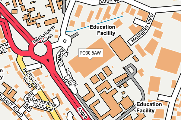 PO30 5AW map - OS OpenMap – Local (Ordnance Survey) PO30 5AW map - OS OpenMap – Local (Ordnance Survey)