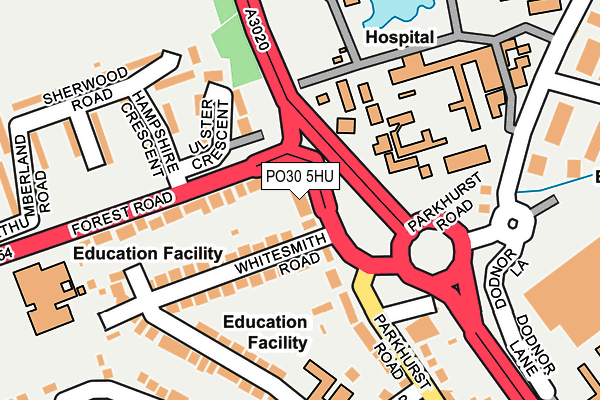 PO30 5HU map - OS OpenMap – Local (Ordnance Survey) PO30 5HU map - OS OpenMap – Local (Ordnance Survey)