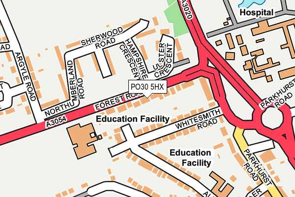 PO30 5HX map - OS OpenMap – Local (Ordnance Survey) PO30 5HX map - OS OpenMap – Local (Ordnance Survey)
