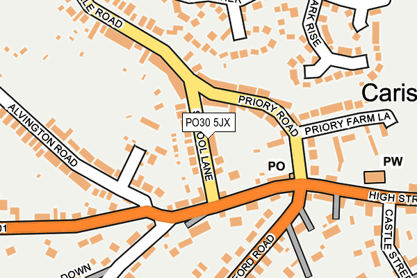 PO30 5JX map - OS OpenMap – Local (Ordnance Survey) PO30 5JX map - OS OpenMap – Local (Ordnance Survey)