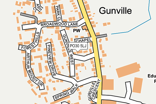 PO30 5LJ map - OS OpenMap – Local (Ordnance Survey) PO30 5LJ map - OS OpenMap – Local (Ordnance Survey)