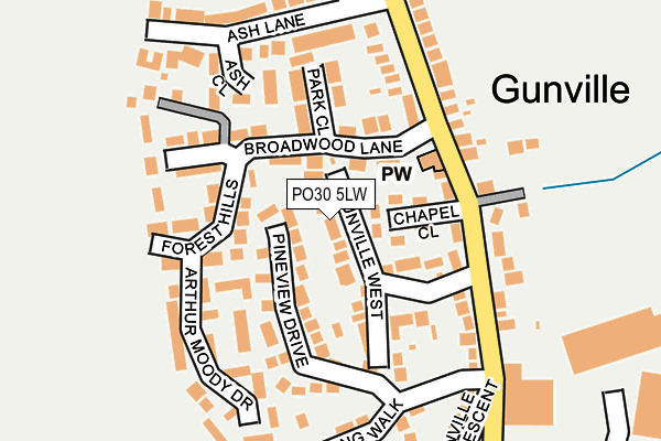 PO30 5LW map - OS OpenMap – Local (Ordnance Survey) PO30 5LW map - OS OpenMap – Local (Ordnance Survey)