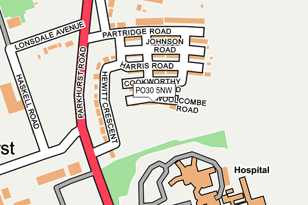 PO30 5NW map - OS OpenMap – Local (Ordnance Survey) PO30 5NW map - OS OpenMap – Local (Ordnance Survey)