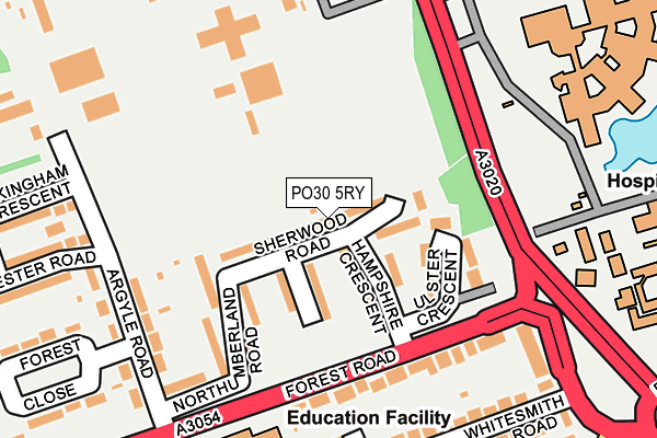 PO30 5RY map - OS OpenMap – Local (Ordnance Survey) PO30 5RY map - OS OpenMap – Local (Ordnance Survey)