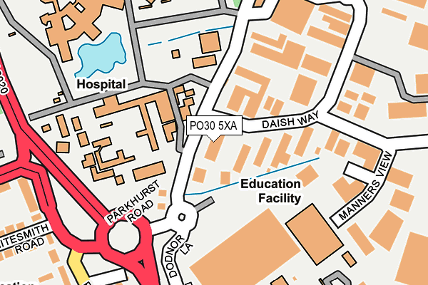 PO30 5XA map - OS OpenMap – Local (Ordnance Survey) PO30 5XA map - OS OpenMap – Local (Ordnance Survey)