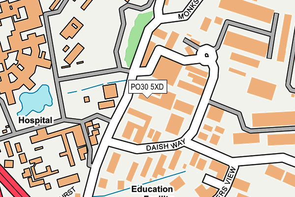 PO30 5XD map - OS OpenMap – Local (Ordnance Survey) PO30 5XD map - OS OpenMap – Local (Ordnance Survey)