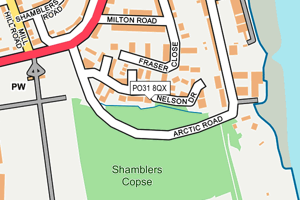 PO31 8QX map - OS OpenMap – Local (Ordnance Survey) PO31 8QX map - OS OpenMap – Local (Ordnance Survey)
