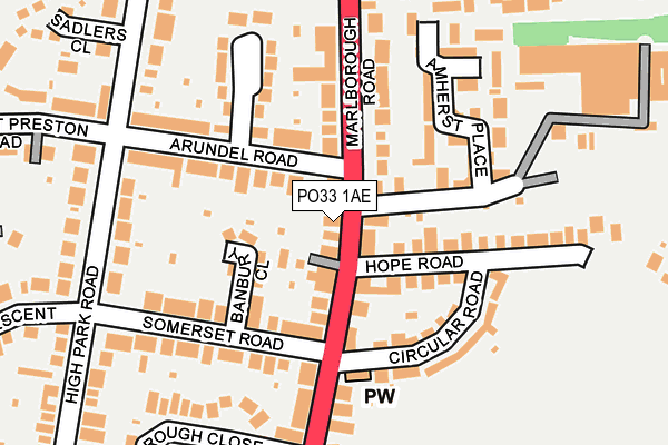 PO33 1AE map - OS OpenMap – Local (Ordnance Survey) PO33 1AE map - OS OpenMap – Local (Ordnance Survey)