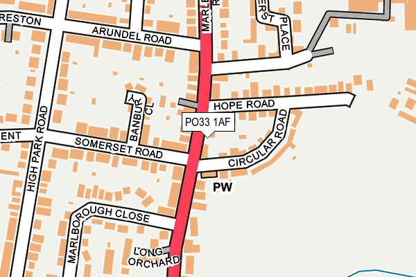 PO33 1AF map - OS OpenMap – Local (Ordnance Survey) PO33 1AF map - OS OpenMap – Local (Ordnance Survey)