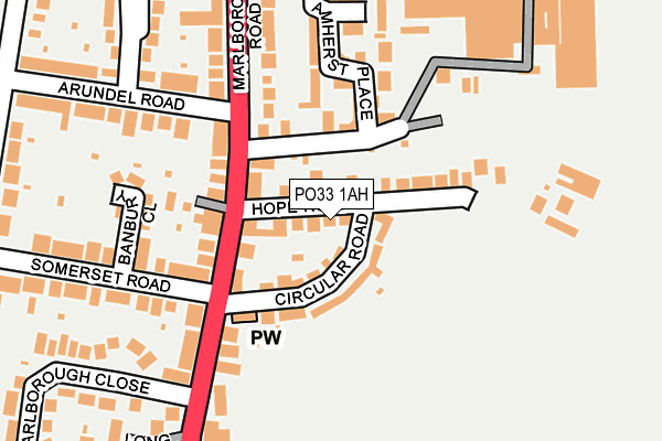 PO33 1AH map - OS OpenMap – Local (Ordnance Survey) PO33 1AH map - OS OpenMap – Local (Ordnance Survey)