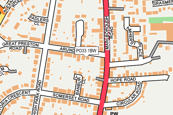 PO33 1BW map - OS OpenMap – Local (Ordnance Survey) PO33 1BW map - OS OpenMap – Local (Ordnance Survey)
