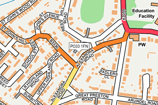 PO33 1FN map - OS OpenMap – Local (Ordnance Survey) PO33 1FN map - OS OpenMap – Local (Ordnance Survey)