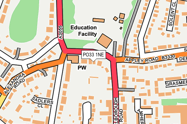 PO33 1NE map - OS OpenMap – Local (Ordnance Survey) PO33 1NE map - OS OpenMap – Local (Ordnance Survey)